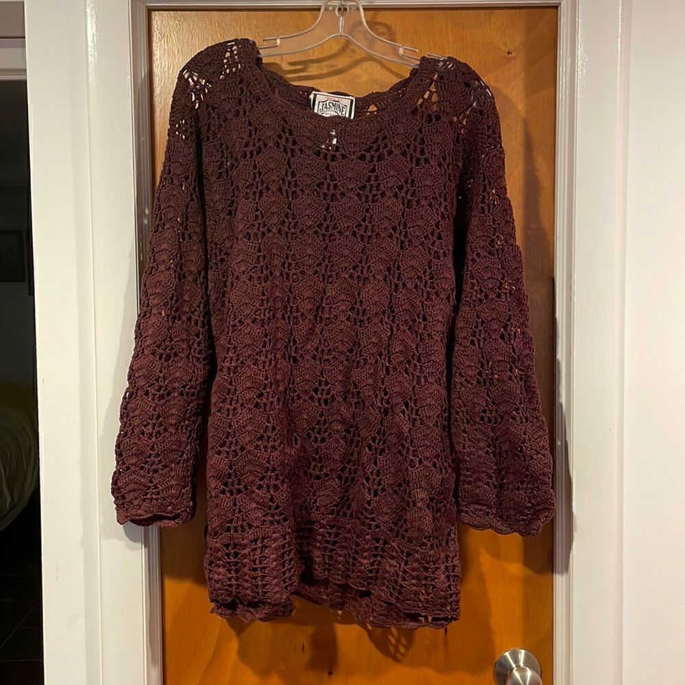 Vintage 90’s Crochet Brown Tunic/Sweater/Coverup